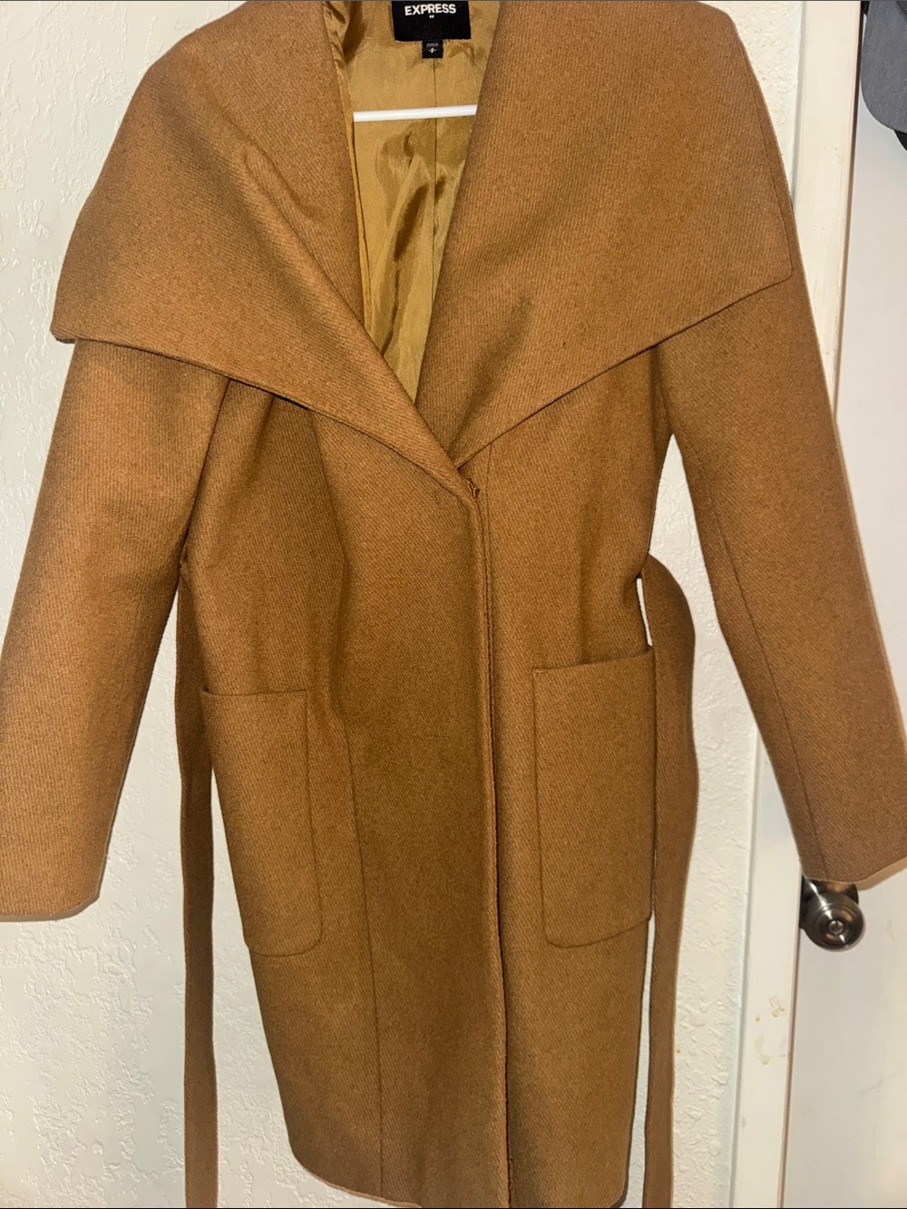 Express Women's Camel Wrap Coat - Picture 2 of 12